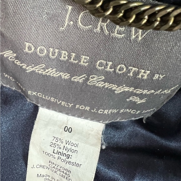 Navy blue jcrew wool coat made in Italy size XS 00 double cloth wool - Picture 2 of 10